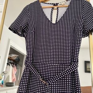 3/$30 Checkered Vintage Jumpsuit with Belted Waist and Flare Bottoms - Size M
